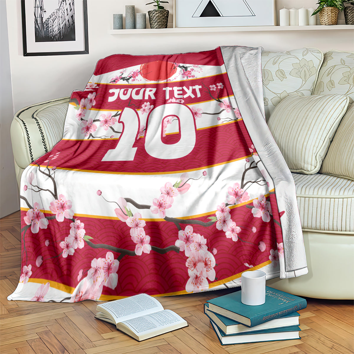 Custom Japan Rugby Blanket Sakura Blossom Go Champion 2024