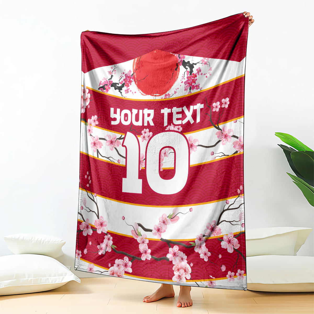 Custom Japan Rugby Blanket Sakura Blossom Go Champion 2024