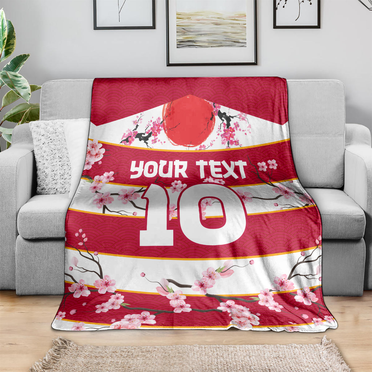 Custom Japan Rugby Blanket Sakura Blossom Go Champion 2024