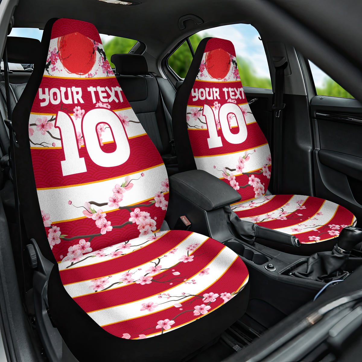 Custom Japan Rugby Car Seat Cover Sakura Blossom Go Champion 2024