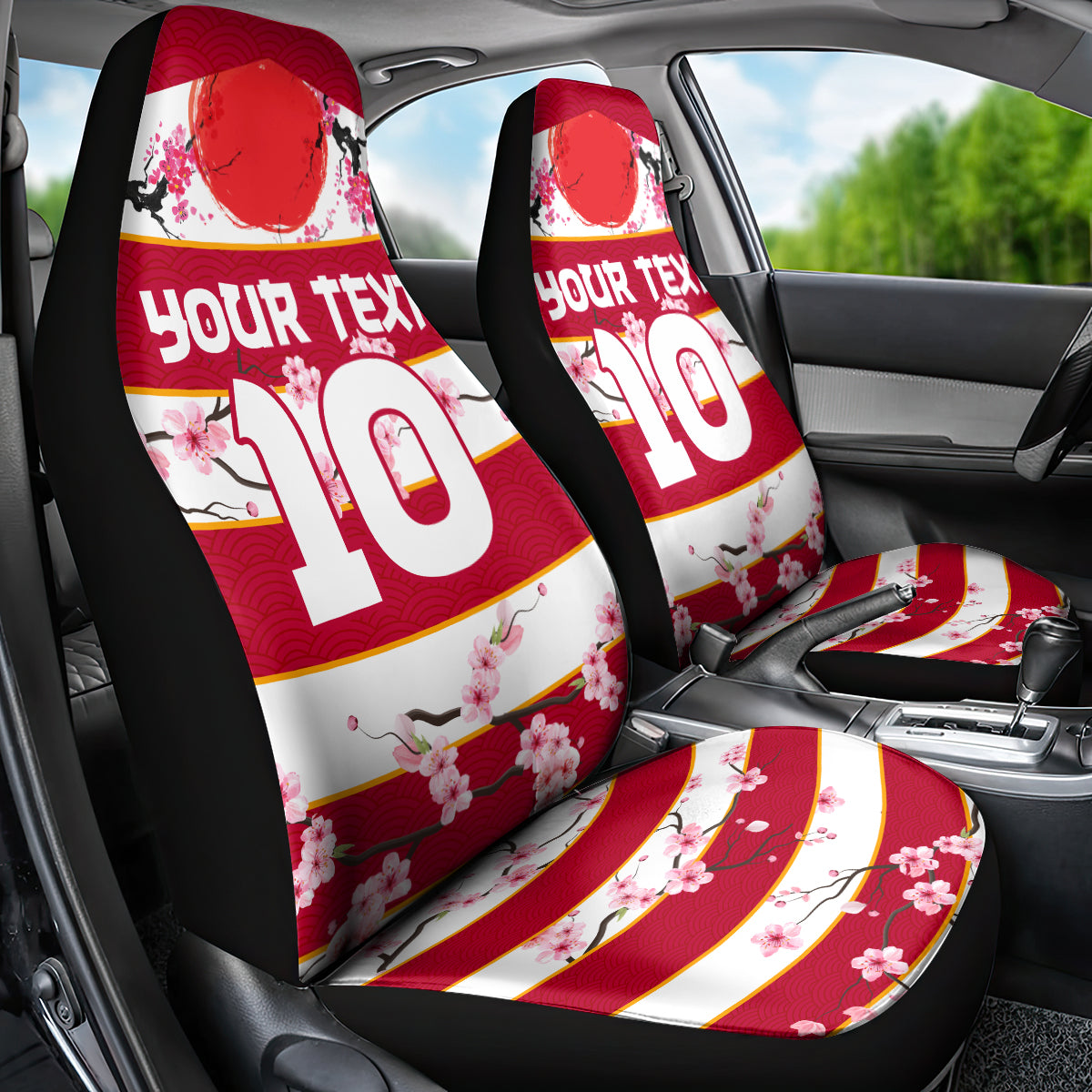 Custom Japan Rugby Car Seat Cover Sakura Blossom Go Champion 2024 - Wonder Print Shop