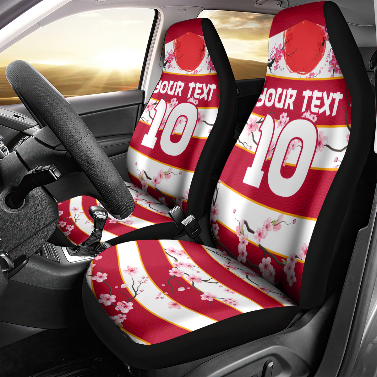 Custom Japan Rugby Car Seat Cover Sakura Blossom Go Champion 2024 - Wonder Print Shop