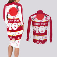 Custom Japan Rugby Couples Matching Long Sleeve Bodycon Dress and Long Sleeve Button Shirt Sakura Blossom Go Champion 2024 - Wonder Print Shop