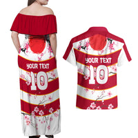 Custom Japan Rugby Couples Matching Off Shoulder Maxi Dress and Hawaiian Shirt Sakura Blossom Go Champion 2024 - Wonder Print Shop