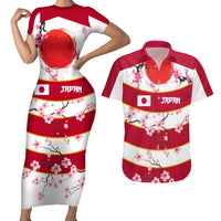 Custom Japan Rugby Couples Matching Short Sleeve Bodycon Dress and Hawaiian Shirt Sakura Blossom Go Champion 2024 - Wonder Print Shop