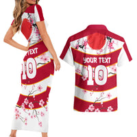 Custom Japan Rugby Couples Matching Short Sleeve Bodycon Dress and Hawaiian Shirt Sakura Blossom Go Champion 2024 - Wonder Print Shop