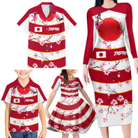 Custom Japan Rugby Family Matching Long Sleeve Bodycon Dress and Hawaiian Shirt Sakura Blossom Go Champion 2024 - Wonder Print Shop