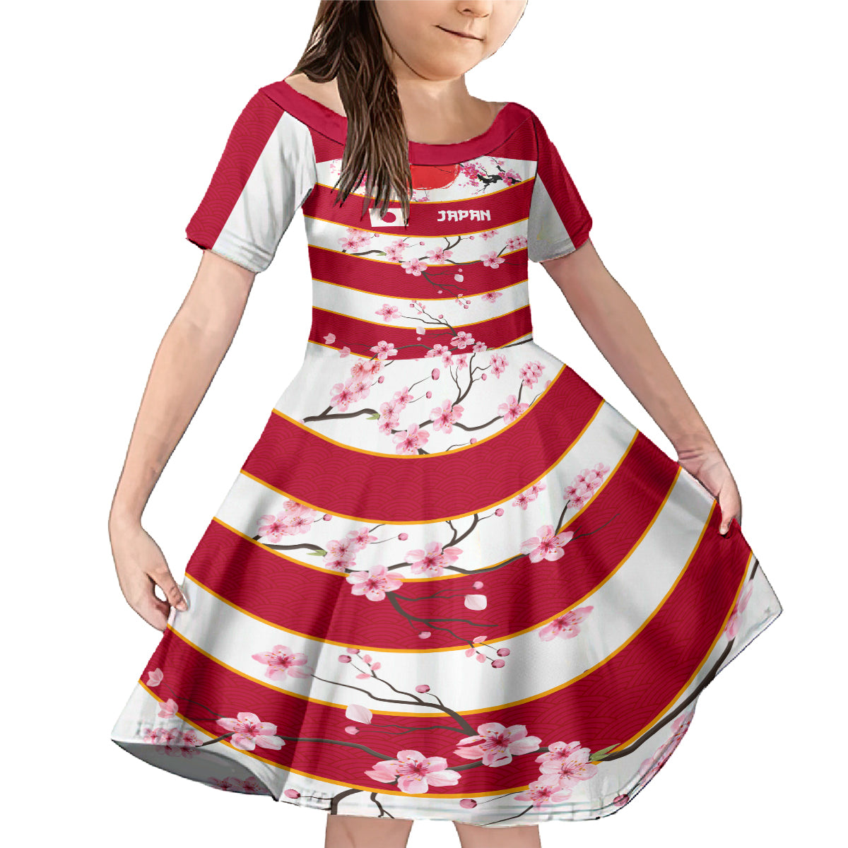 Custom Japan Rugby Family Matching Mermaid Dress and Hawaiian Shirt Sakura Blossom Go Champion 2024 - Wonder Print Shop