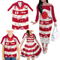 Custom Japan Rugby Family Matching Off The Shoulder Long Sleeve Dress and Hawaiian Shirt Sakura Blossom Go Champion 2024 - Wonder Print Shop
