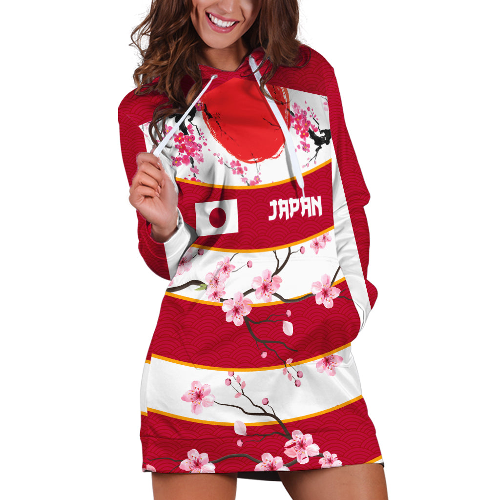 Custom Japan Rugby Hoodie Dress Sakura Blossom Go Champion 2024