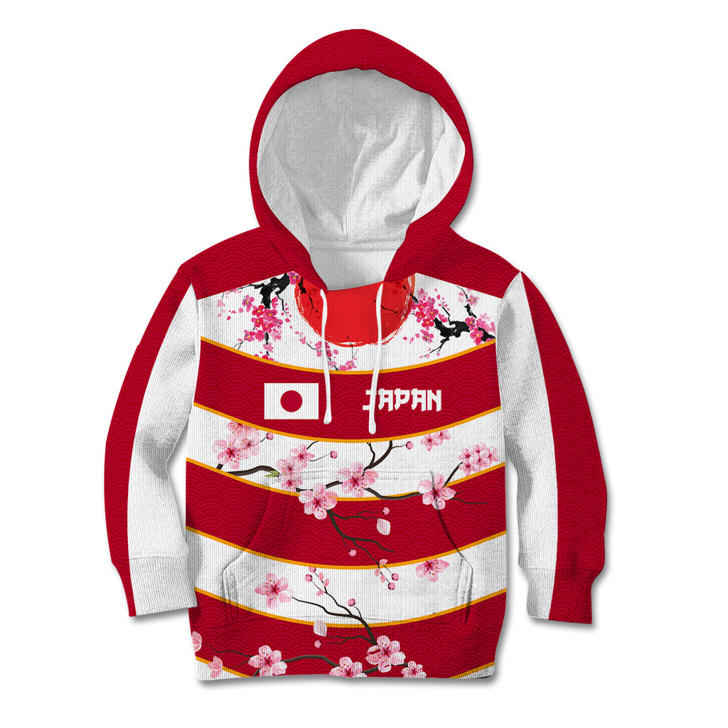 Custom Japan Rugby Kid Hoodie Sakura Blossom Go Champion 2024 - Wonder Print Shop