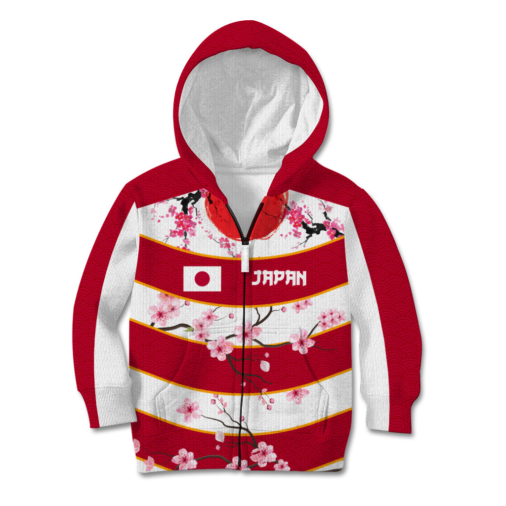 Custom Japan Rugby Kid Hoodie Sakura Blossom Go Champion 2024 - Wonder Print Shop