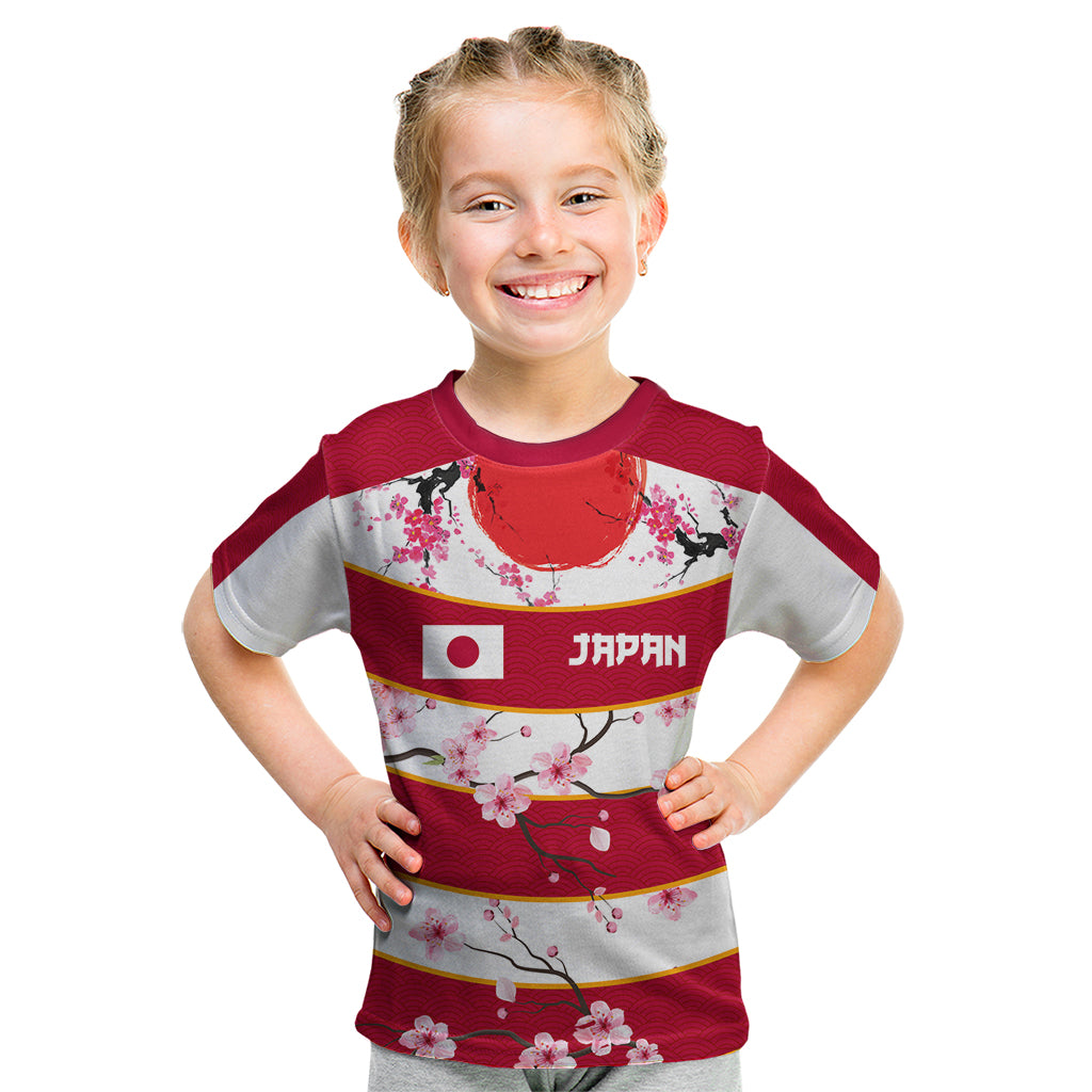 Custom Japan Rugby Kid T Shirt Sakura Blossom Go Champion 2024 - Wonder Print Shop