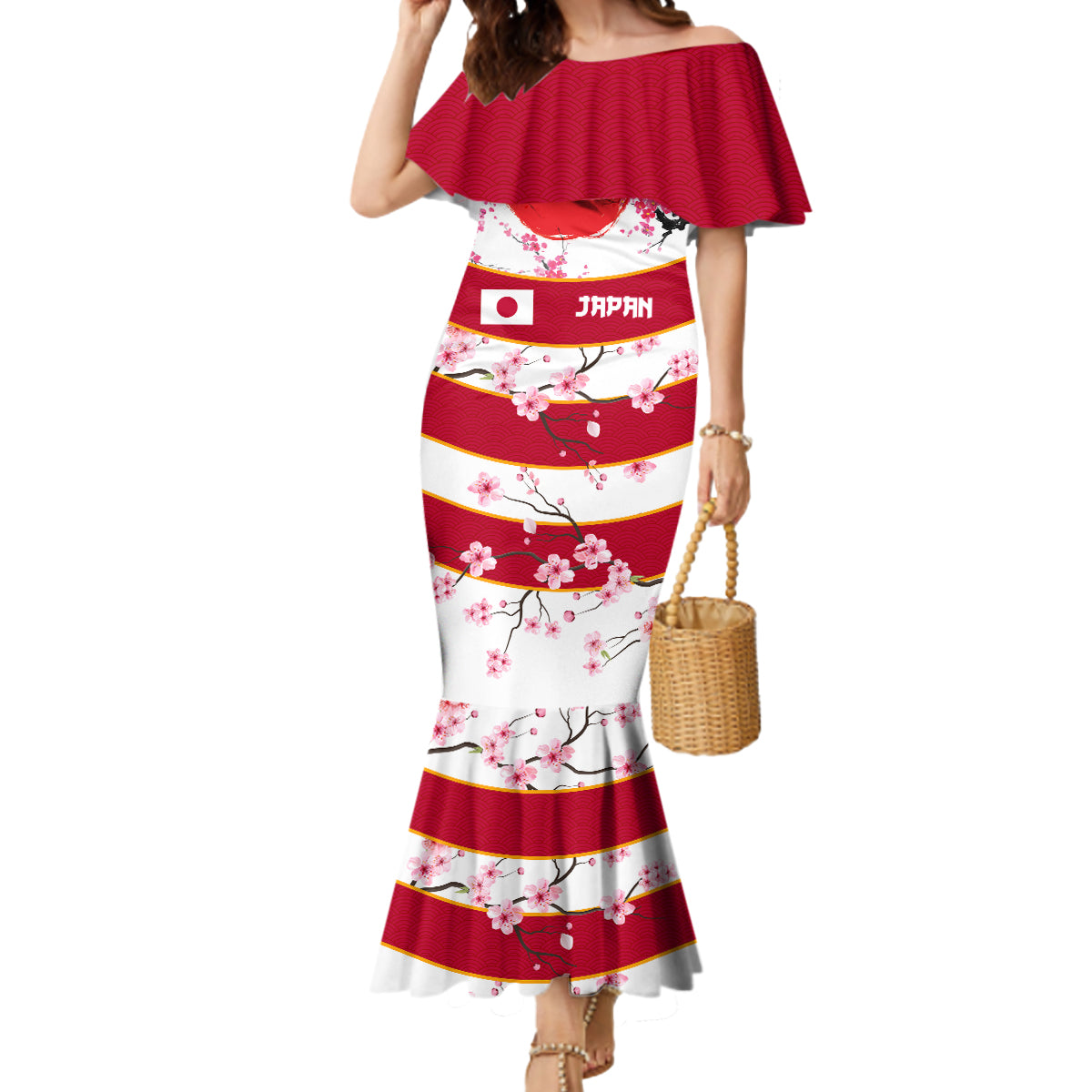 Custom Japan Rugby Mermaid Dress Sakura Blossom Go Champion 2024 - Wonder Print Shop