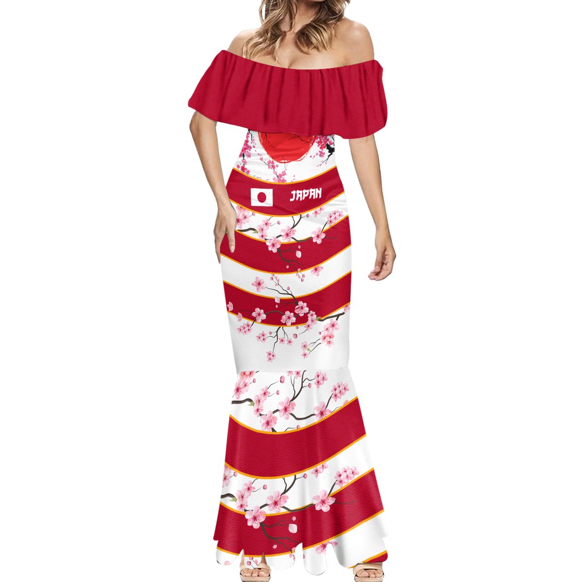 Custom Japan Rugby Mermaid Dress Sakura Blossom Go Champion 2024 - Wonder Print Shop