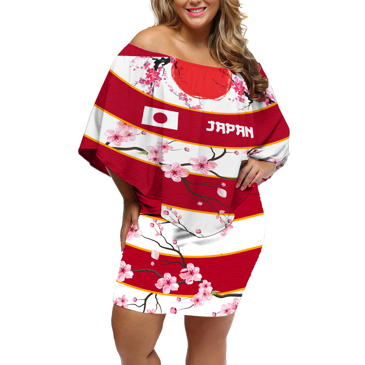Custom Japan Rugby Off Shoulder Short Dress Sakura Blossom Go Champion 2024 - Wonder Print Shop