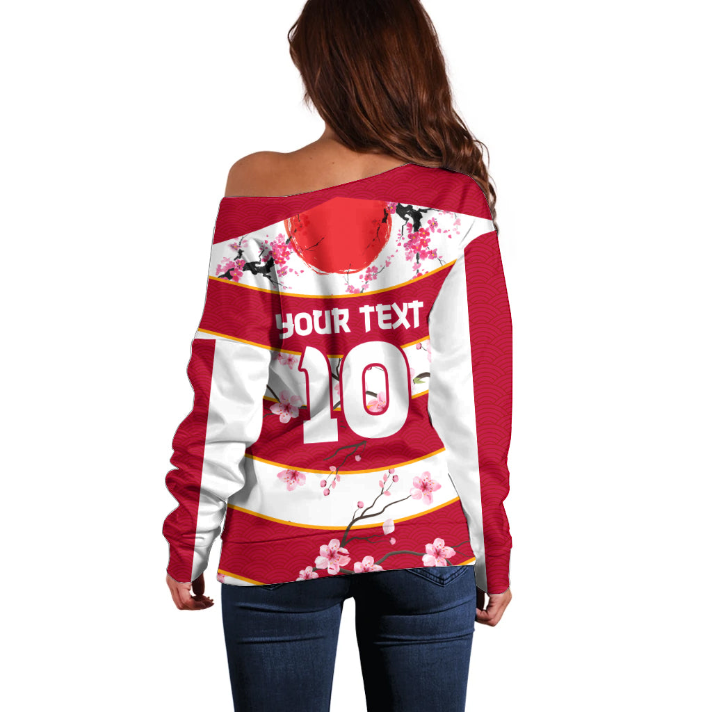 Custom Japan Rugby Off Shoulder Sweater Sakura Blossom Go Champion 2024 - Wonder Print Shop