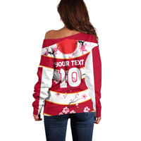 Custom Japan Rugby Off Shoulder Sweater Sakura Blossom Go Champion 2024 - Wonder Print Shop