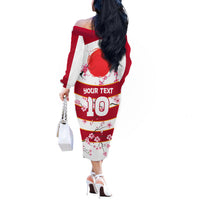 Custom Japan Rugby Off The Shoulder Long Sleeve Dress Sakura Blossom Go Champion 2024 - Wonder Print Shop
