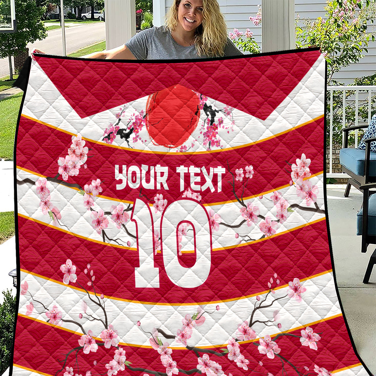 Custom Japan Rugby Quilt Sakura Blossom Go Champion 2024 - Wonder Print Shop