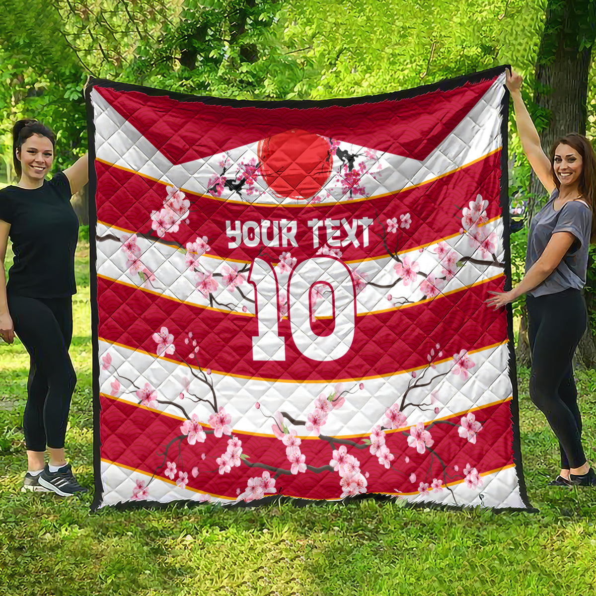 Custom Japan Rugby Quilt Sakura Blossom Go Champion 2024 - Wonder Print Shop