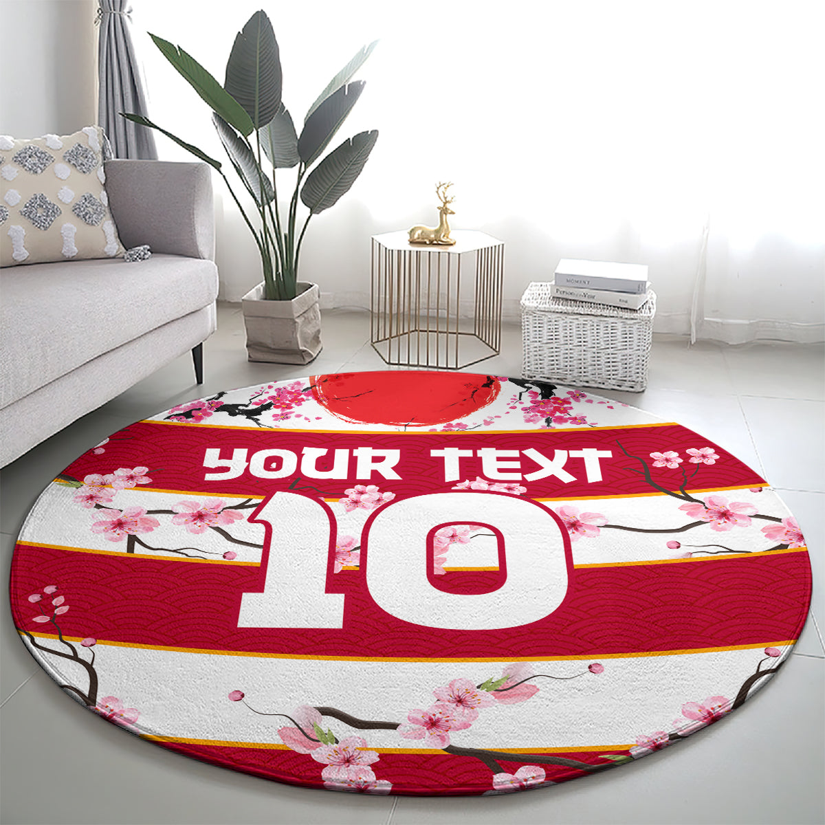 Custom Japan Rugby Round Carpet Sakura Blossom Go Champion 2024