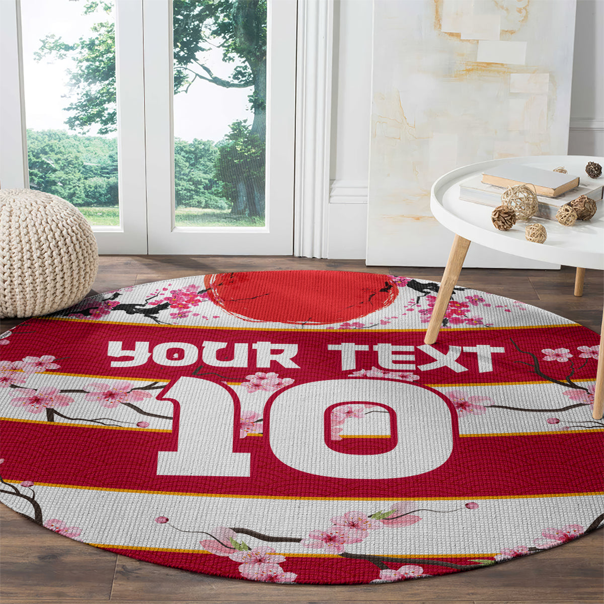 Custom Japan Rugby Round Carpet Sakura Blossom Go Champion 2024