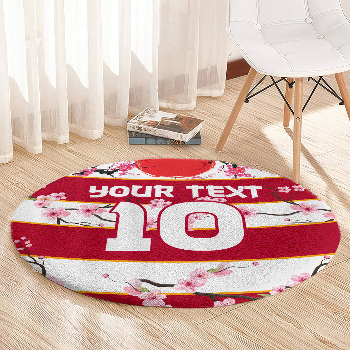 Custom Japan Rugby Round Carpet Sakura Blossom Go Champion 2024