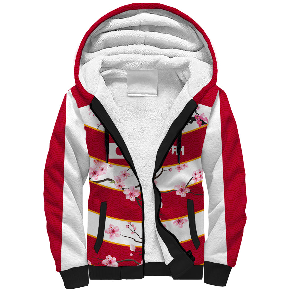 Custom Japan Rugby Sherpa Hoodie Sakura Blossom Go Champion 2024 - Wonder Print Shop