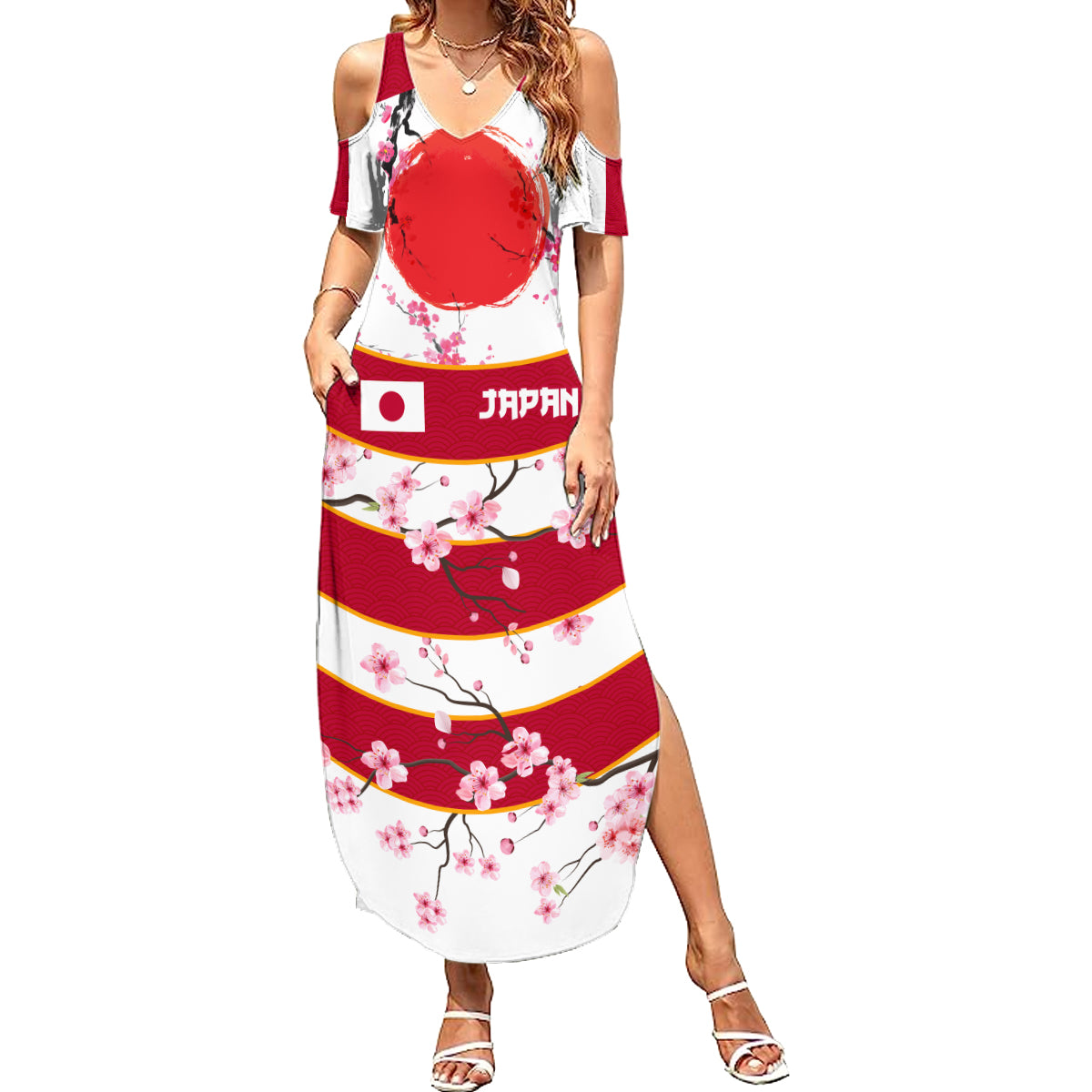 Custom Japan Rugby Summer Maxi Dress Sakura Blossom Go Champion 2024 - Wonder Print Shop