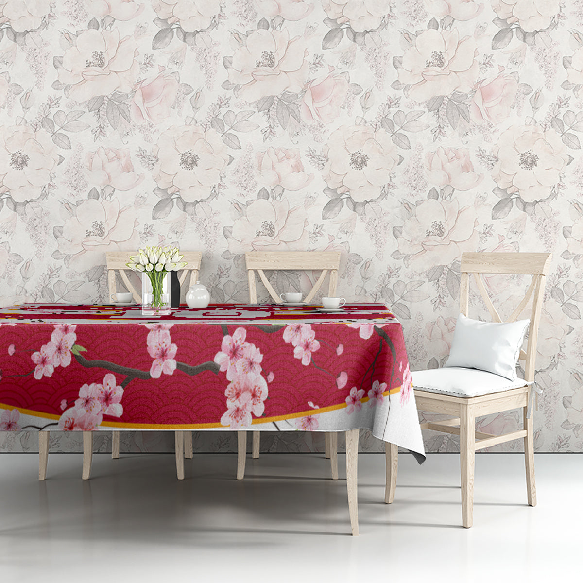 Custom Japan Rugby Tablecloth Sakura Blossom Go Champion 2024 - Wonder Print Shop