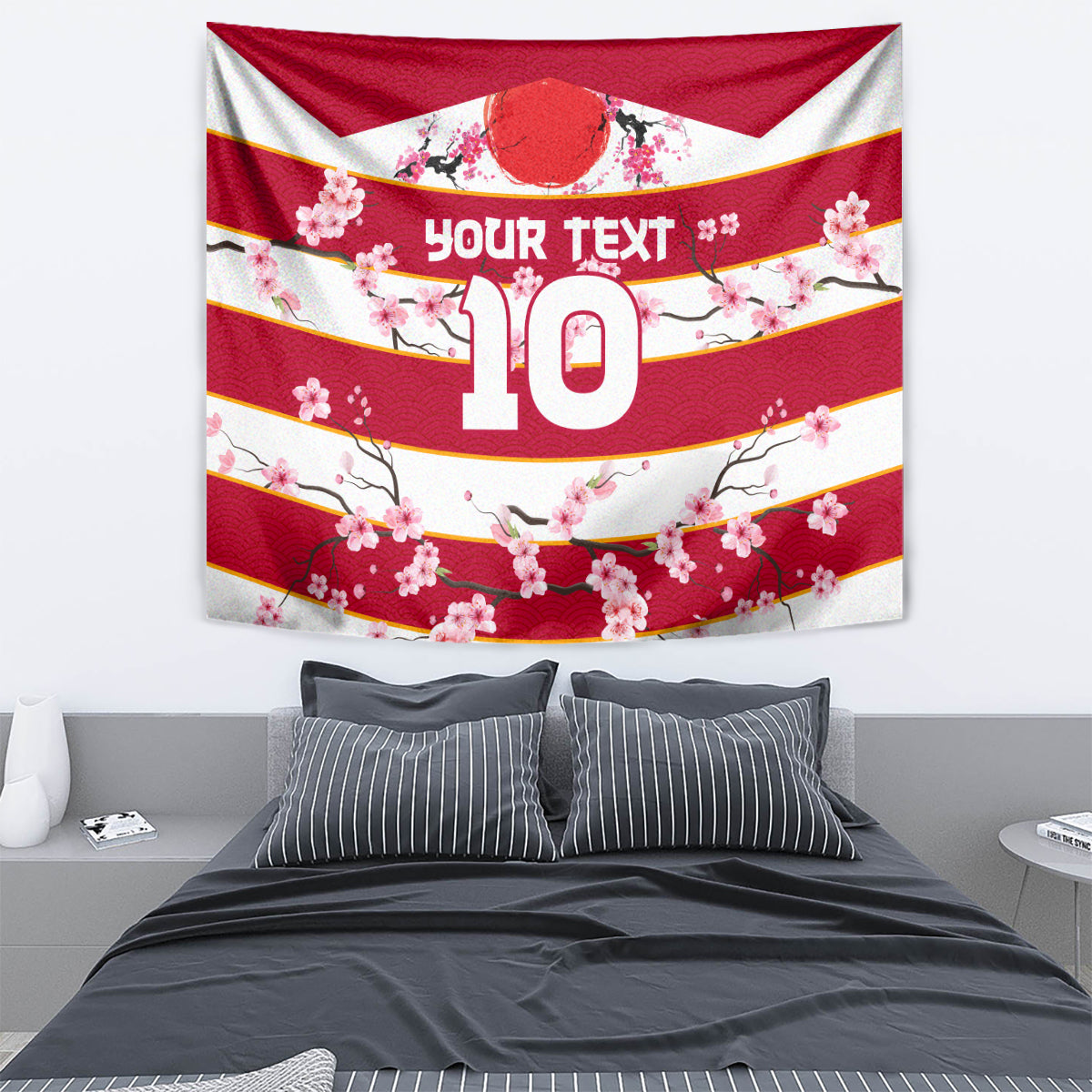 Custom Japan Rugby Tapestry Sakura Blossom Go Champion 2024 - Wonder Print Shop