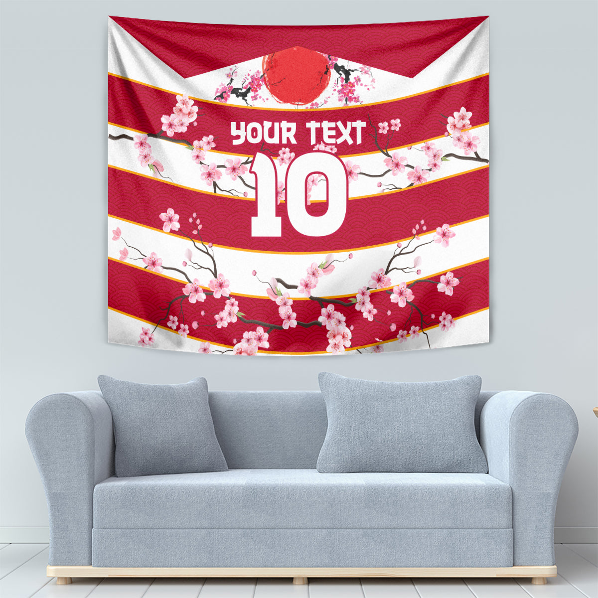 Custom Japan Rugby Tapestry Sakura Blossom Go Champion 2024 - Wonder Print Shop