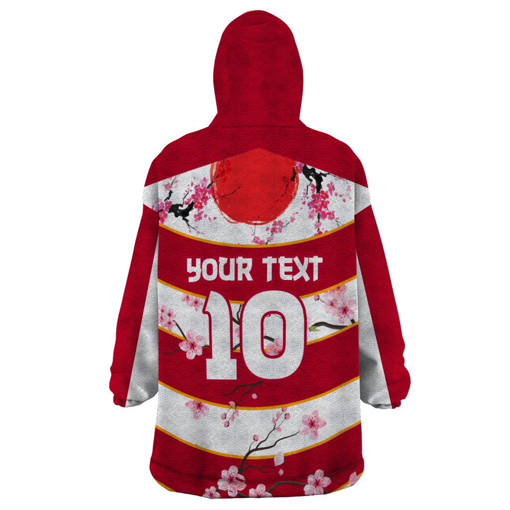 Custom Japan Rugby Wearable Blanket Hoodie Sakura Blossom Go Champion 2024 - Wonder Print Shop