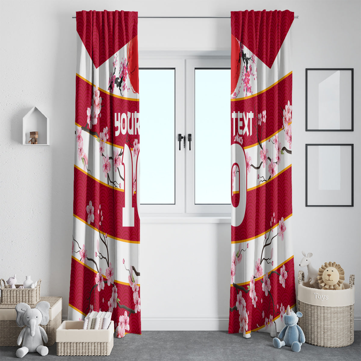 Custom Japan Rugby Window Curtain Sakura Blossom Go Champion 2024 - Wonder Print Shop