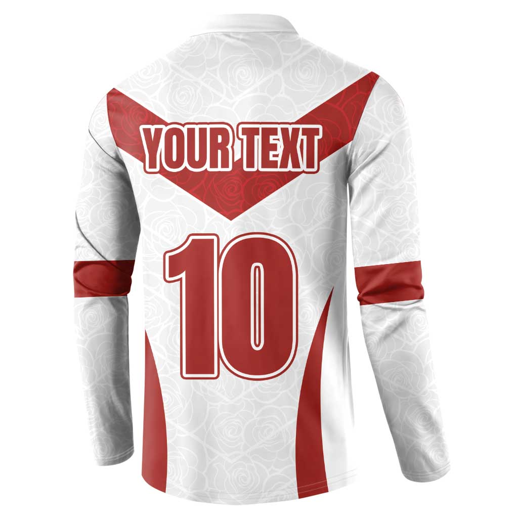 Custom England Rugby-The Red Rose Button Sweatshirt Go Champions