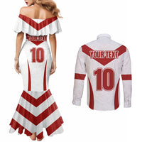 Custom England Rugby-The Red Rose Couples Matching Mermaid Dress and Long Sleeve Button Shirt Go Champions