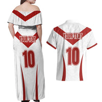 Custom England Rugby-The Red Rose Couples Matching Off Shoulder Maxi Dress and Hawaiian Shirt Go Champions