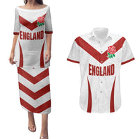 Custom England Rugby-The Red Rose Couples Matching Puletasi and Hawaiian Shirt Go Champions
