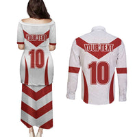 Custom England Rugby-The Red Rose Couples Matching Puletasi and Long Sleeve Button Shirt Go Champions