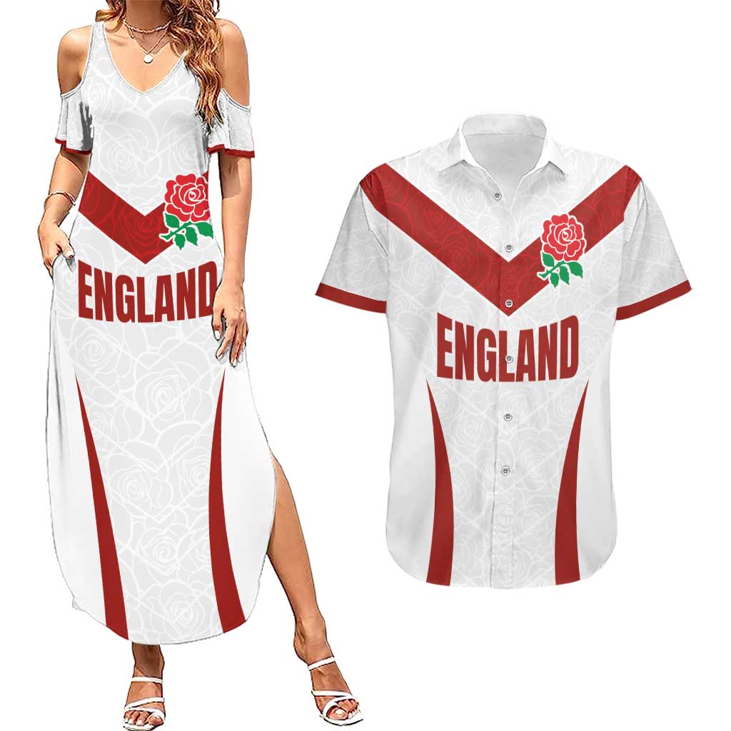 Custom England Rugby-The Red Rose Couples Matching Summer Maxi Dress and Hawaiian Shirt Go Champions