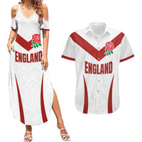 Custom England Rugby-The Red Rose Couples Matching Summer Maxi Dress and Hawaiian Shirt Go Champions