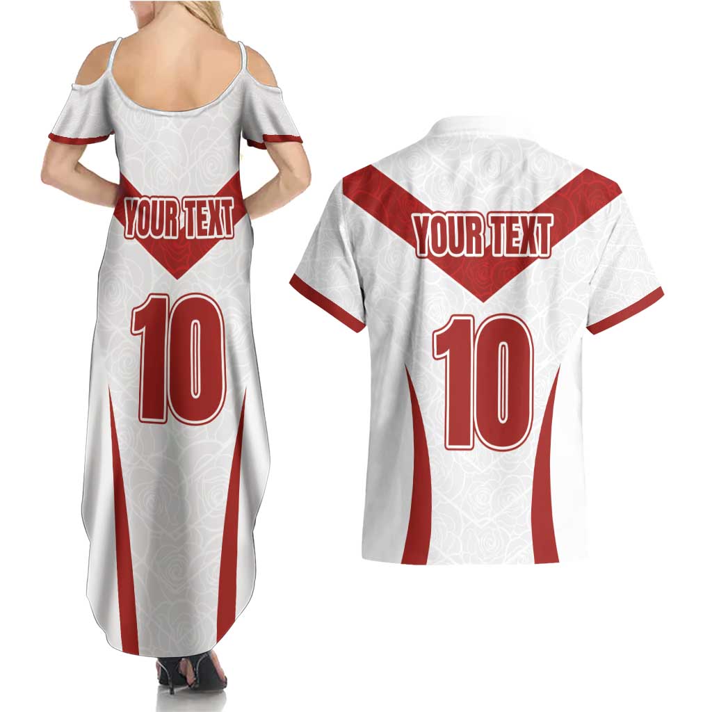 Custom England Rugby-The Red Rose Couples Matching Summer Maxi Dress and Hawaiian Shirt Go Champions