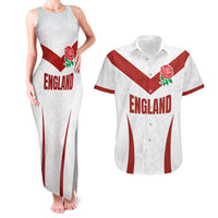 Custom England Rugby-The Red Rose Couples Matching Tank Maxi Dress and Hawaiian Shirt Go Champions