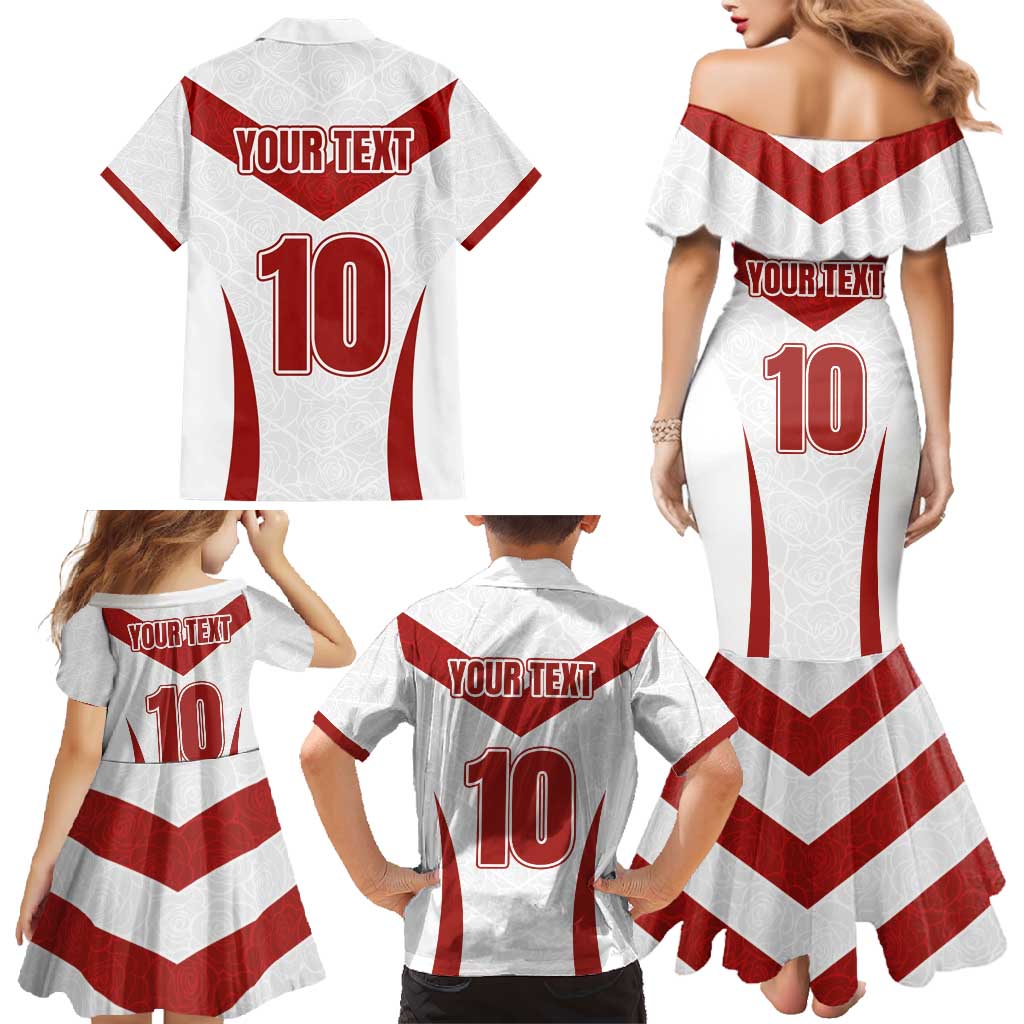 Custom England Rugby-The Red Rose Family Matching Mermaid Dress and Hawaiian Shirt Go Champions