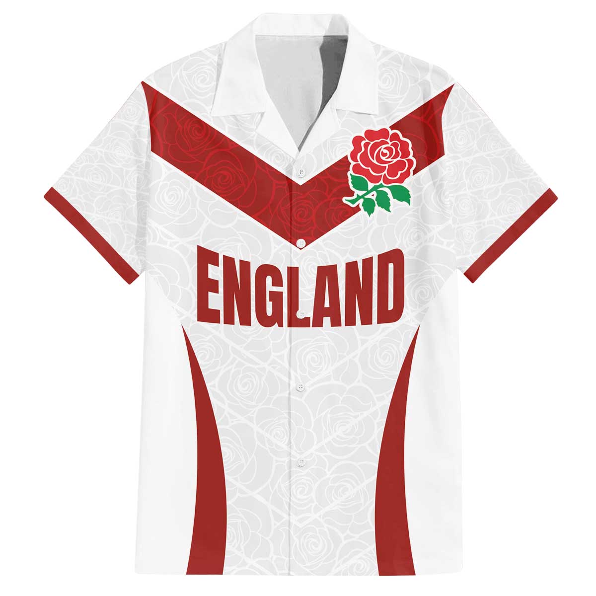 Custom England Rugby-The Red Rose Family Matching Off The Shoulder Long Sleeve Dress and Hawaiian Shirt Go Champions