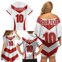 Custom England Rugby-The Red Rose Family Matching Off Shoulder Short Dress and Hawaiian Shirt Go Champions