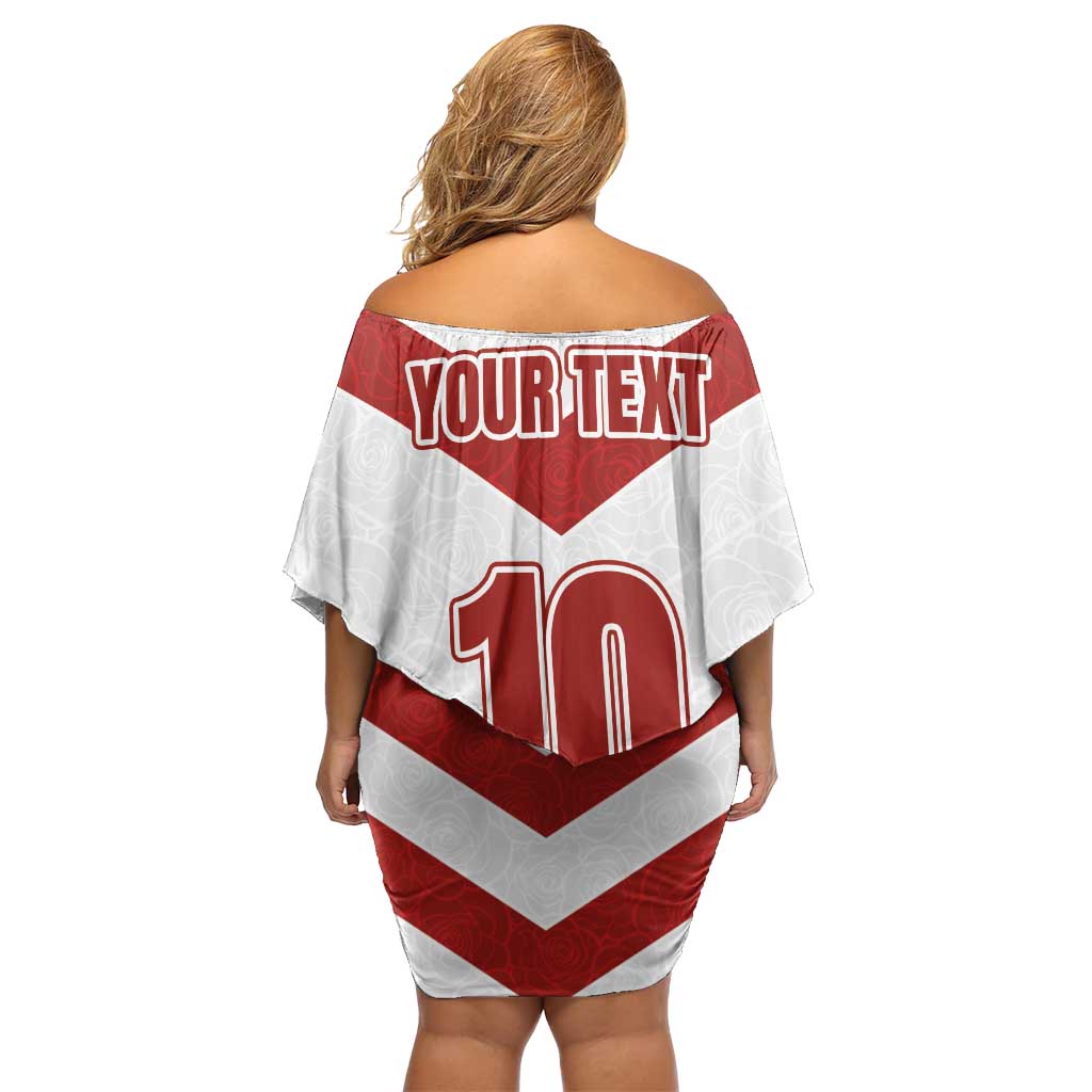 Custom England Rugby-The Red Rose Family Matching Off Shoulder Short Dress and Hawaiian Shirt Go Champions