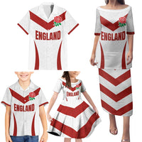 Custom England Rugby-The Red Rose Family Matching Puletasi and Hawaiian Shirt Go Champions