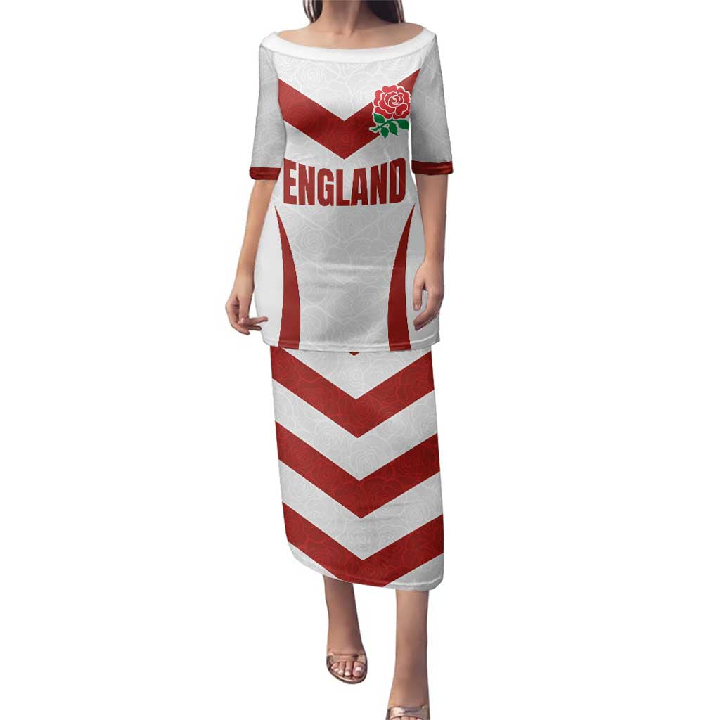 Custom England Rugby-The Red Rose Family Matching Puletasi and Hawaiian Shirt Go Champions